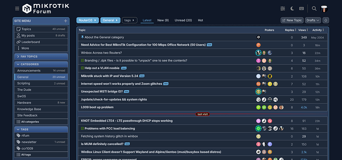 Topics list (dark)