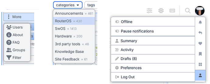 Popup menus (light)