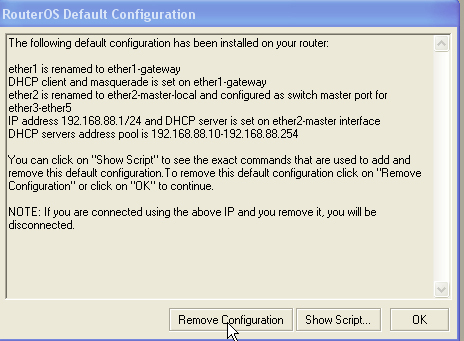 Mikrotik Routeros Remove Numbers Version 5.12 problem delete default configuration don't work - Beginner ...