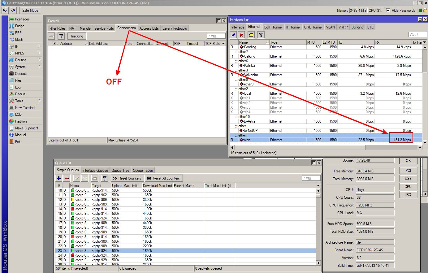 CCR Queue and connection tracking in firewall [low speed] - General ...