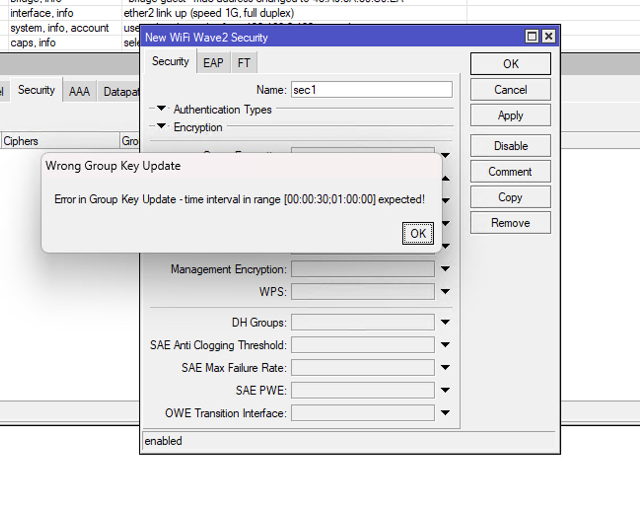 Winbox unable to set group key update > 1 hour in wifiwave2 - General ...