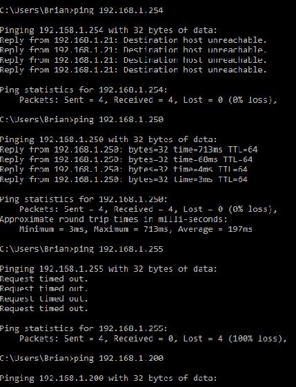PIX-LINK 300M CMD ping & 'arp -a' checks on PIX-LINK LAN connected device - 5-5-2020 - 3.jpg