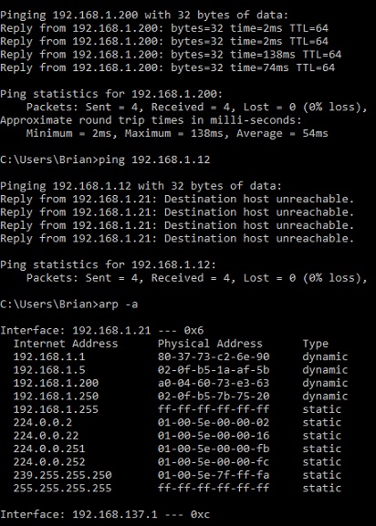 PIX-LINK 300M CMD ping & 'arp -a' checks on PIX-LINK LAN connected device - 5-5-2020 - 4.jpg