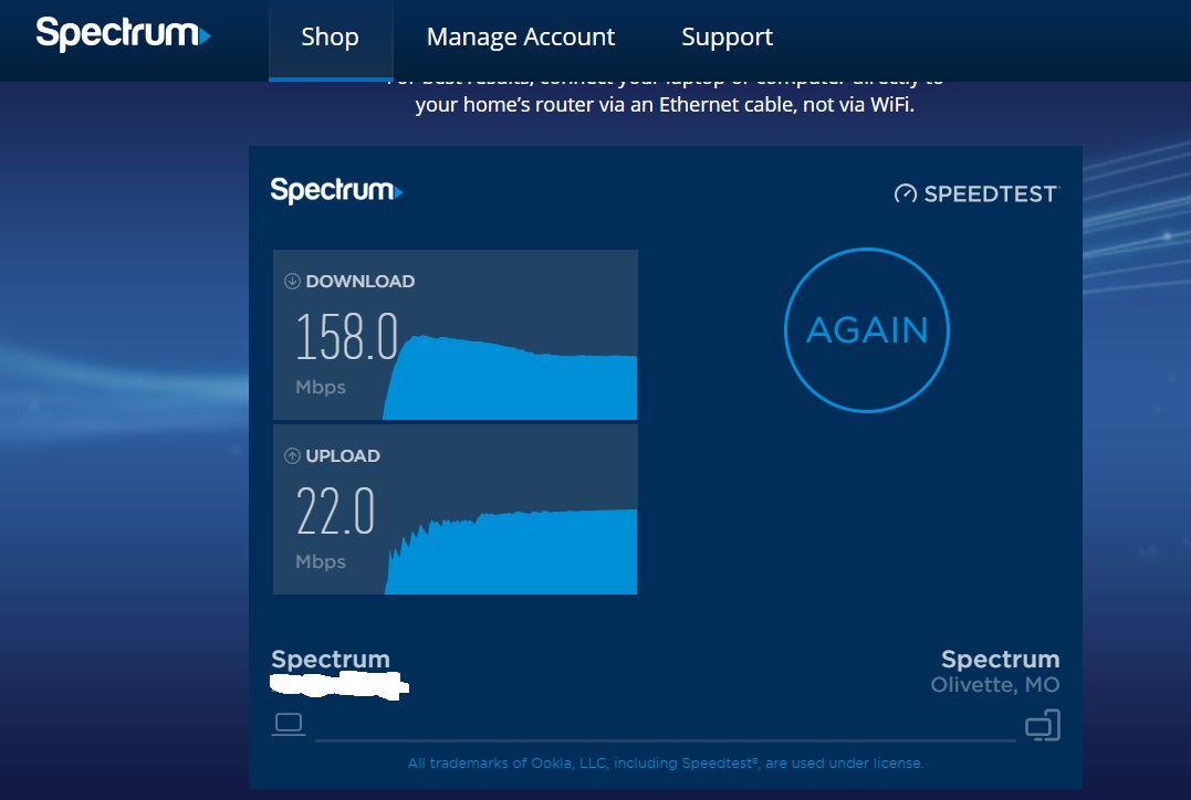 2018.09.16 speed test normal config RESULTS spectrum test.jpg