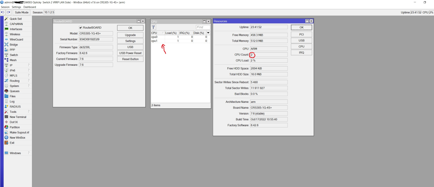 CRS305 ros 7.6 2cpu.png
