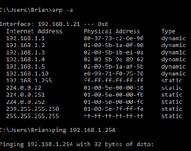 PIX-LINK 300M CMD ping & 'arp -a' checks on PIX-LINK LAN connected device - 5-5-2020 - 2.jpg