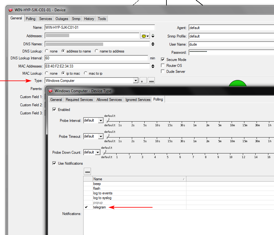 mikrotik dude telegram notification by device group.png