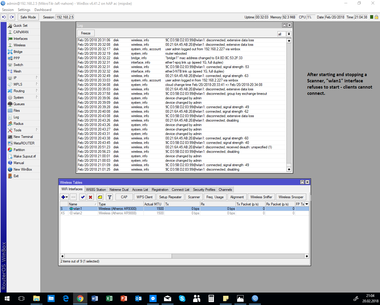 supout -80211ag, Scanner start stop, clients cannot connect.png