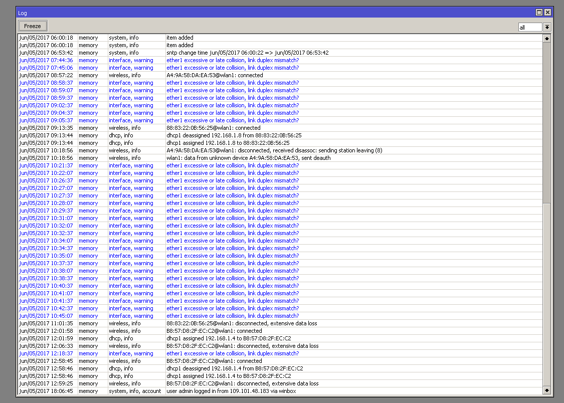 Half duplex 100 only and link duplex mismatch on hAP Lite and EPON -  General - MikroTik community forum